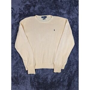 VTG‎ Polo Ralph Lauren Sweater Mens XXL Yellow Crew Neck Cotton Logo Embroidered